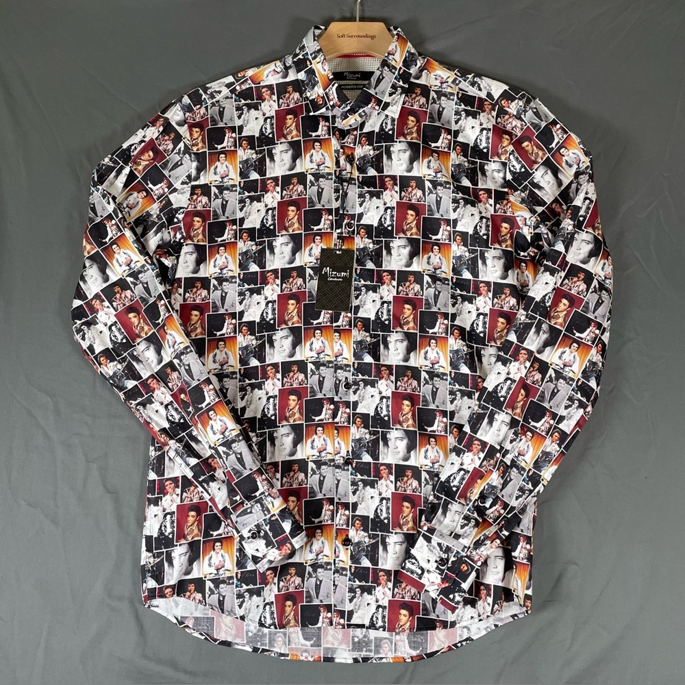 Mizumi Couture X Elvis Button Up Shirt Men’s Small Long Sleeve Graphic Print